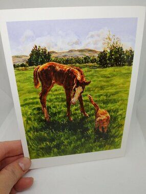6 blank greeting cards featuring the art of Joelle Smith 1996 horse dog cowboy